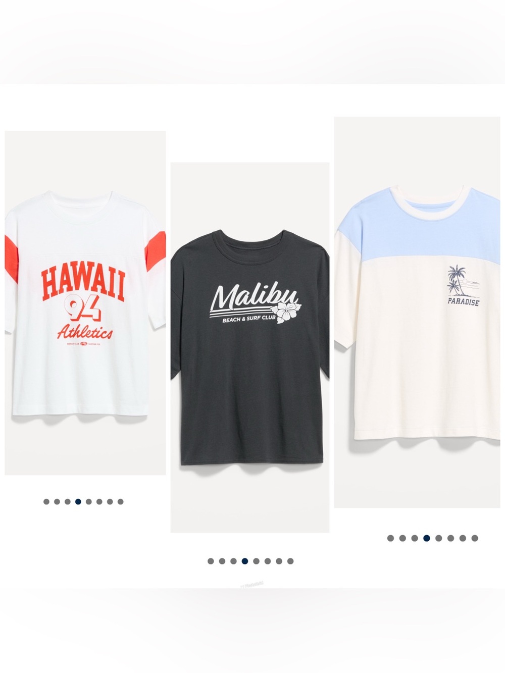 Old Navy SET  of 3 short sleeve loose crew neck T shirts | Hawaii and Malibu